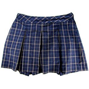 SALE!  Plaid Pleated Goth Punk Blue Midi Knee Skirt